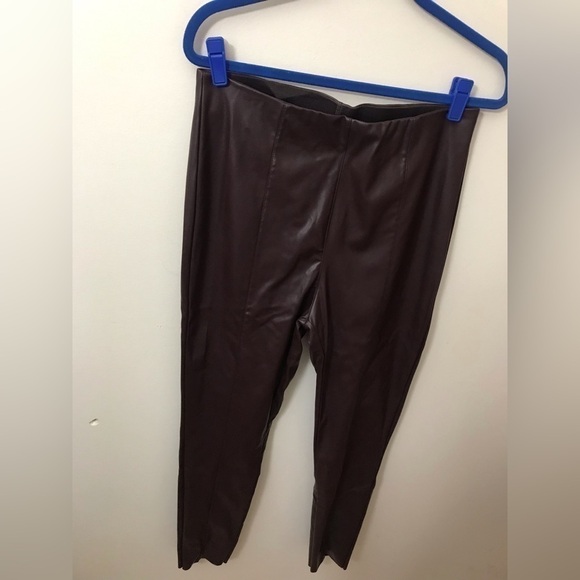 H&m Womens Faux Leather High Waist Solid Elasticized Waistband Leggings Size 12 - Picture 7 of 12
